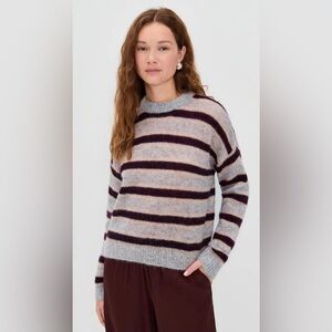 NWOT Madewell Striped Alpaca Blend Sweater Italian Yarn Gray Size M